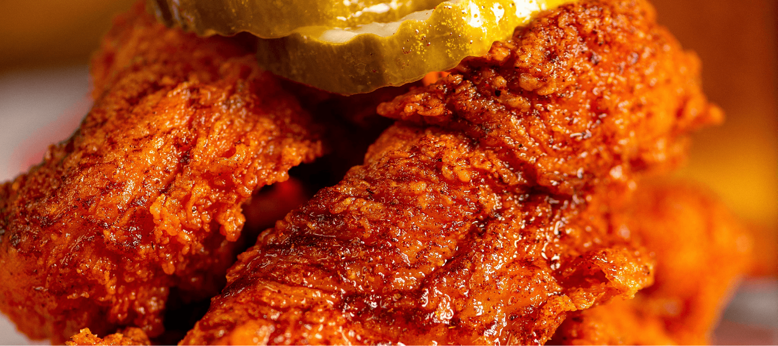 Fried chicken A close-up of crispy, spicy fried chicken