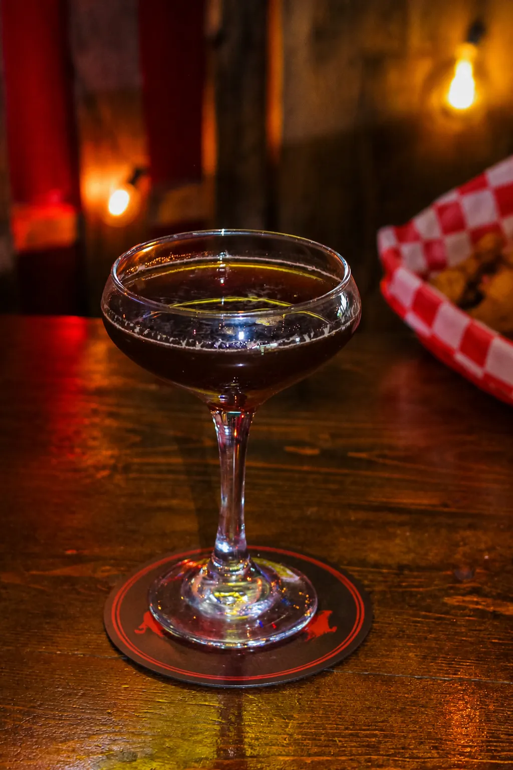 Espresso Martini A dark, rich espresso martini in a classic cocktail glass