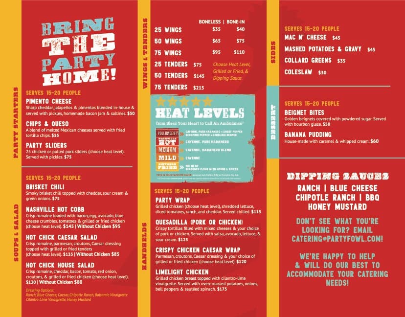 Catering Menu A catering menu with various food options and prices, designed for large gatherings.